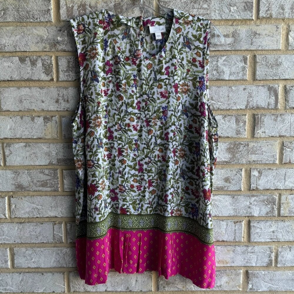 J. Jill Sleeveless Floral Print Pullover Blouse Women's Size L